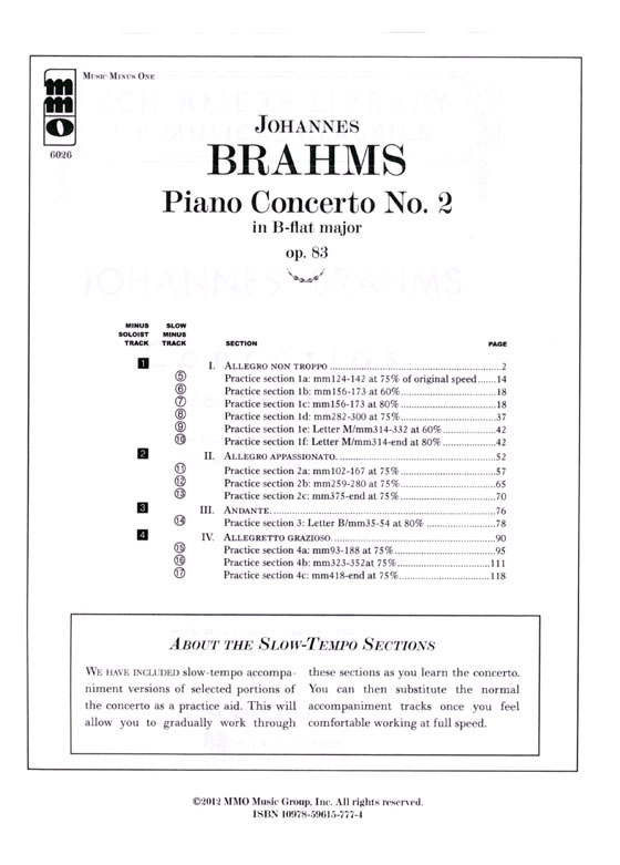 Johannes Brahms【CD+樂譜】Piano Concerto No.2 in B♭, Op. 83