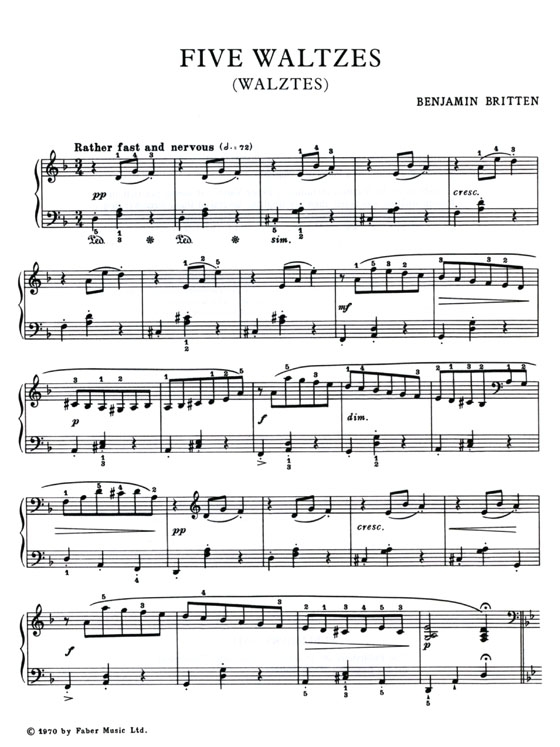 Benjamin Britten【5 Waltzes】for Piano (1923-25) Benjamin Britten【5 Waltzes】for Piano (1923-25)