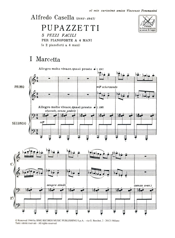 Alfredo Casella【Pupazzetti】per pianoforte a 4 mani