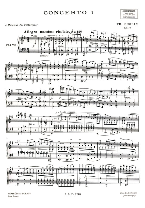 Frederic Chopin【 Concertos Ⅰet Ⅱ , opus 11 et 21】pour Piano