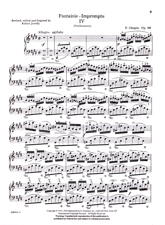 Chopin【Fantaisie-Impromptu In C# Minor, Op. 66,(Post.)】for Piano