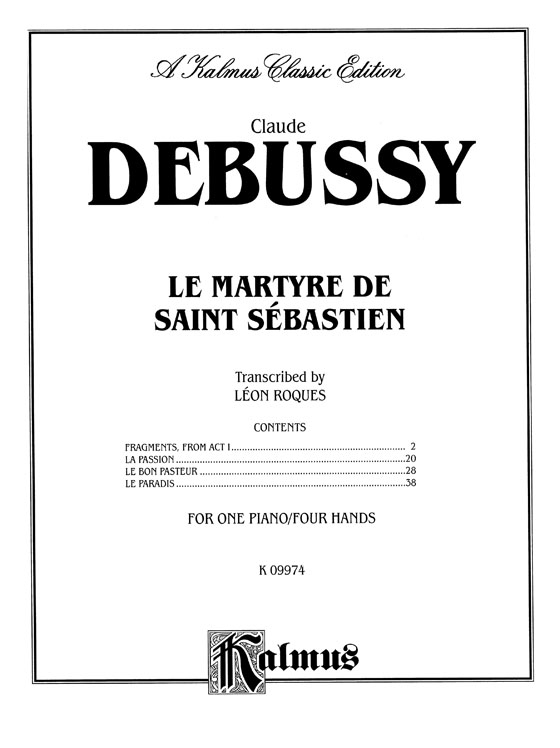 Debussy【Le Martyre de Saint Sébastien 】for One Piano / Four Hands