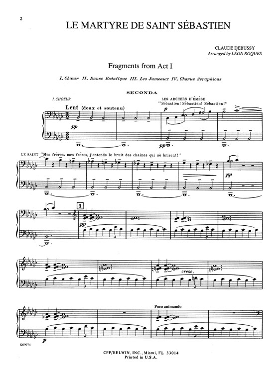 Debussy【Le Martyre de Saint Sébastien 】for One Piano / Four Hands