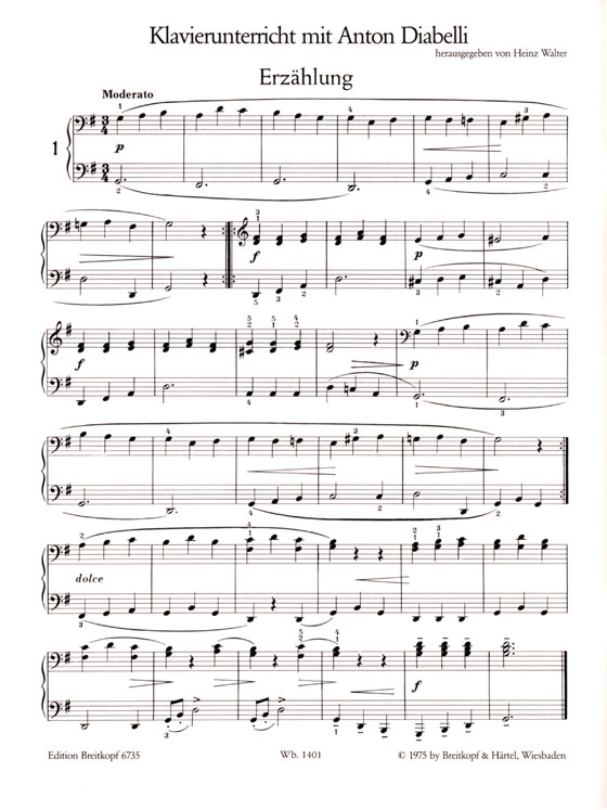 Klavierunterricht mit【Anton Diabelli】Melodische Vortragsstücke für Klavier zu vier Händen