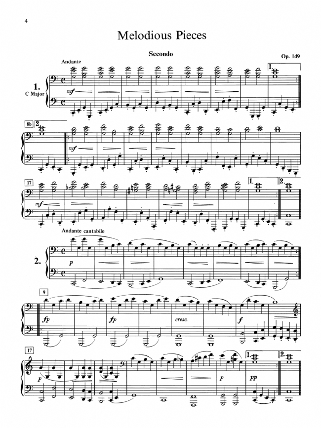 Diabelli【Melodious Pieces , on Five Notes , Op. 149】for Piano Duet