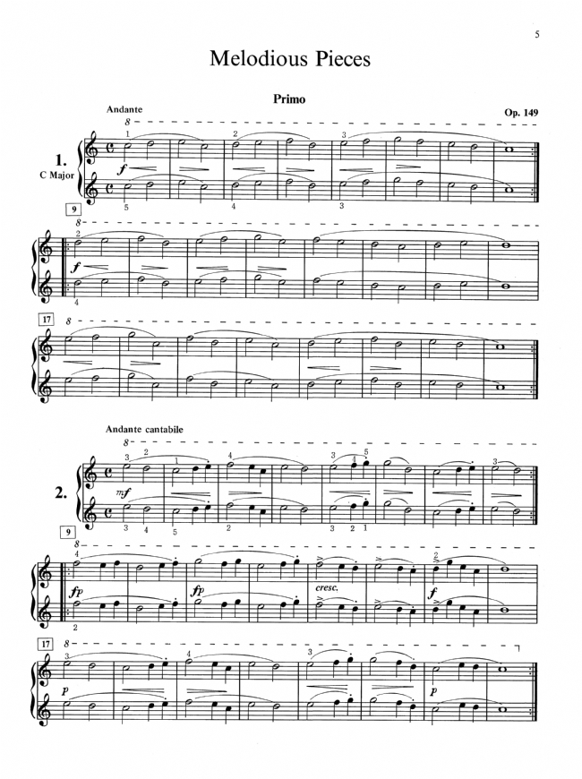 Diabelli【Melodious Pieces , on Five Notes , Op. 149】for Piano Duet