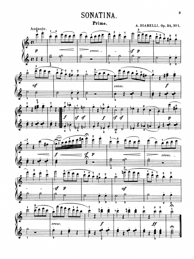 Diabelli【Sonatinas Op. 24 ,Op. 54,Op. 58,Op. 60】For One Piano / Four Hands