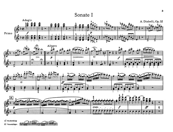 Diabelli【Sonatas Op. 32, 33, 37】For One Piano / Four Hands