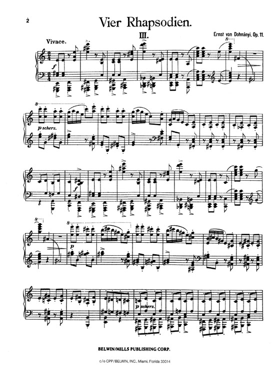 Dohnanyi【Rhapsody Op. 11, No. 3】for Piano