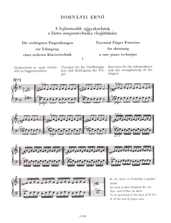 Dohnanyi【Essential Finger Exercises】For Obtaining A Sure Piano Technique