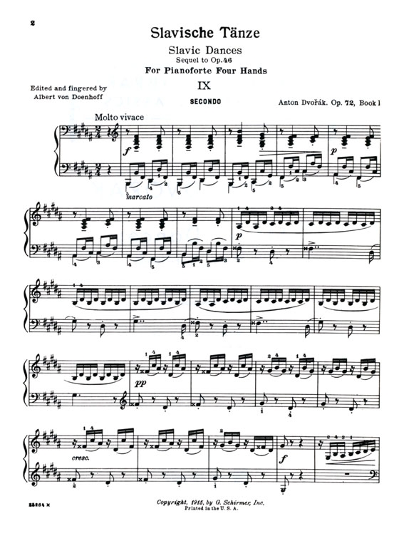 Dovorak【Slavonic Dances Op. 72】for Piano , Four Hands ,Book Ⅰand Ⅱ