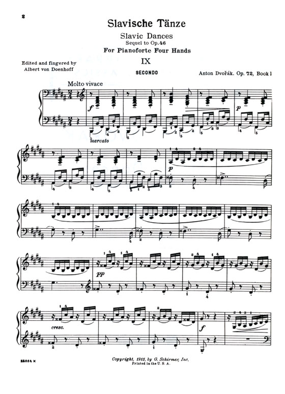 Dovorak【Slavonic Dances Op. 72】for Piano , Four Hands ,Book Ⅰand Ⅱ Dovorak【Slavonic Dances Op. 72】for Piano , Four Hands ,Book Ⅰand Ⅱ