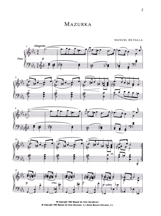 Manuel De Falla【Music For Piano 1】