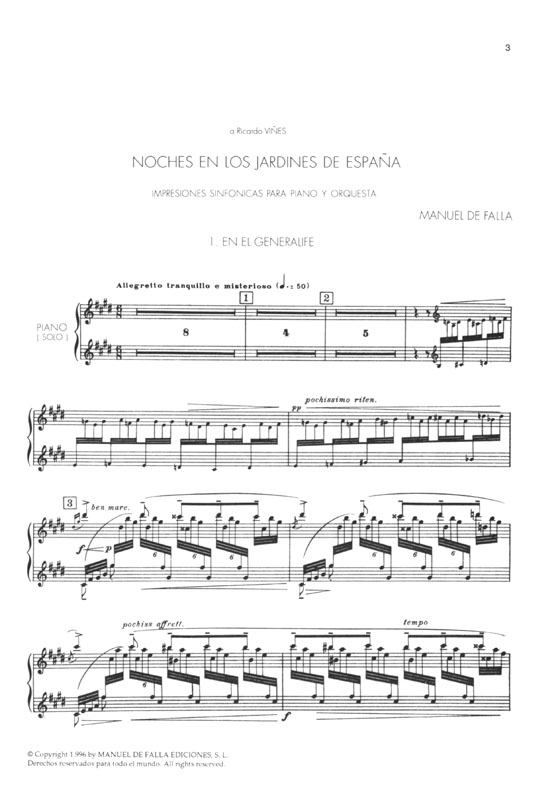 Manuel De Falla【Noches En Los Jardines De Espana】Piano Solista