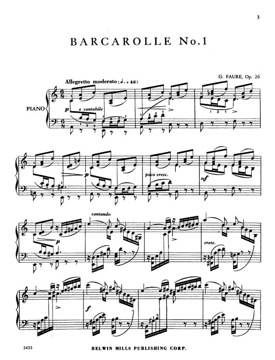 Faure【Six Barcarolles】for Piano