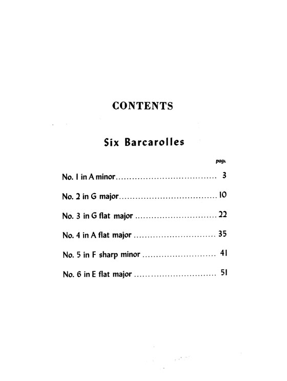 Faure【Six Barcarolles】for Piano