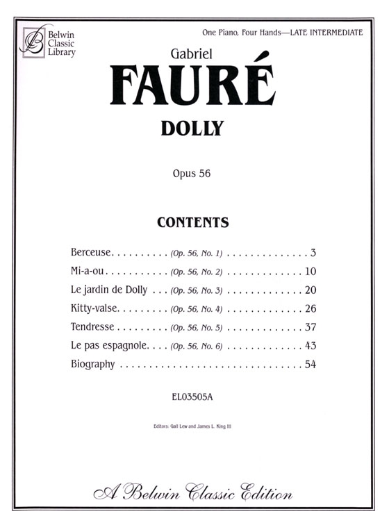 Faure【Dolly Op. 56】for One Piano , Four Hands