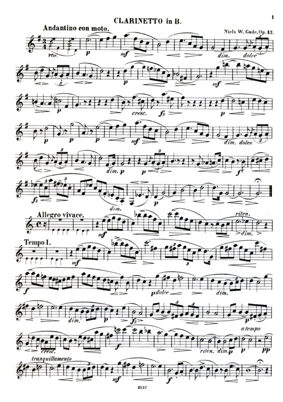 Gade【Fantasias Op. 43】for Piano and Clarinet (Violin)