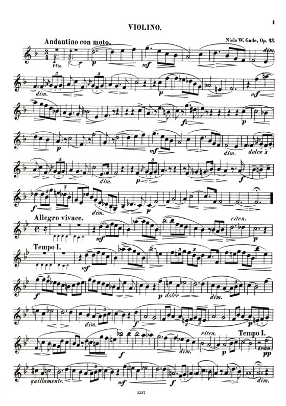 Gade【Fantasias Op. 43】for Piano and Clarinet (Violin)