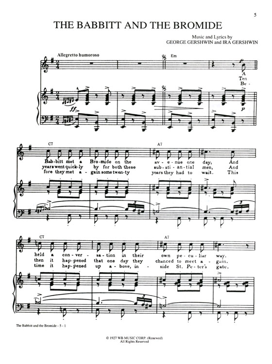 The Comedy Songs of【George & Ira Gershwin】for Piano / Vocal / Chords The Comedy Songs of【George & Ira Gershwin】for Piano / Vocal / Chords