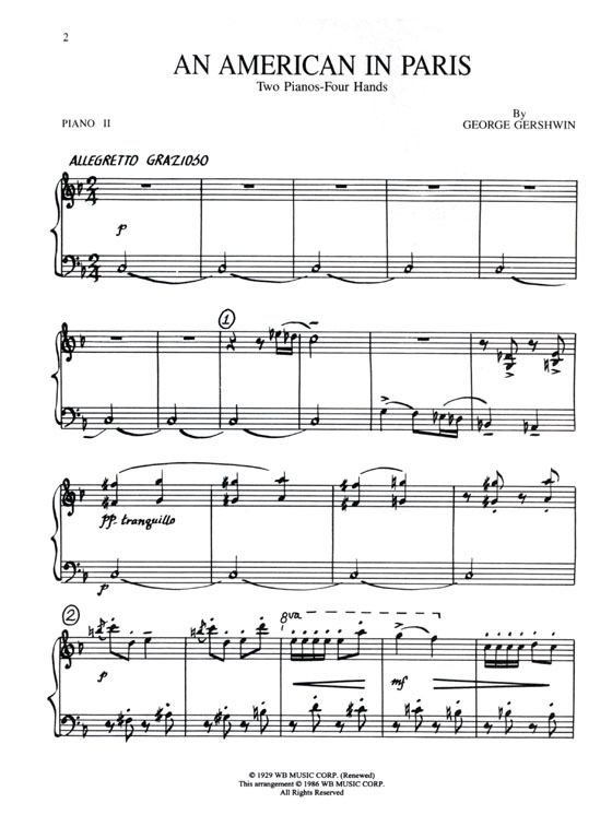 George Gershwin's【An American in Paris】Two Pianos , Four hands