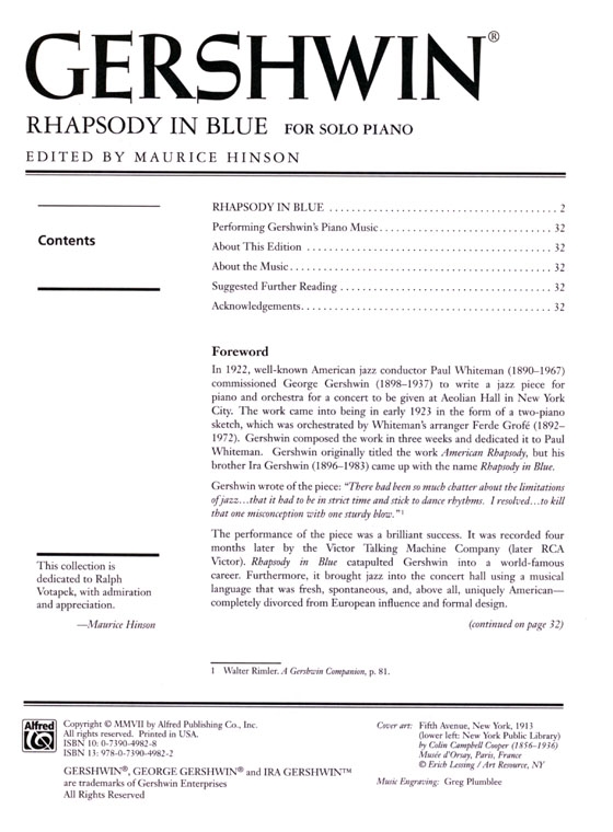 Gershwin【Rhapsody in Blue】for Solo Piano