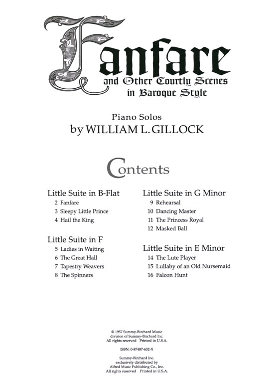 Fanfare and Other Courtly Scenes in Baroque Style By【William Gillock】Piano Solos