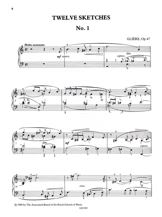 Gliere【Twelve Sketches , Op. 47】for Piano