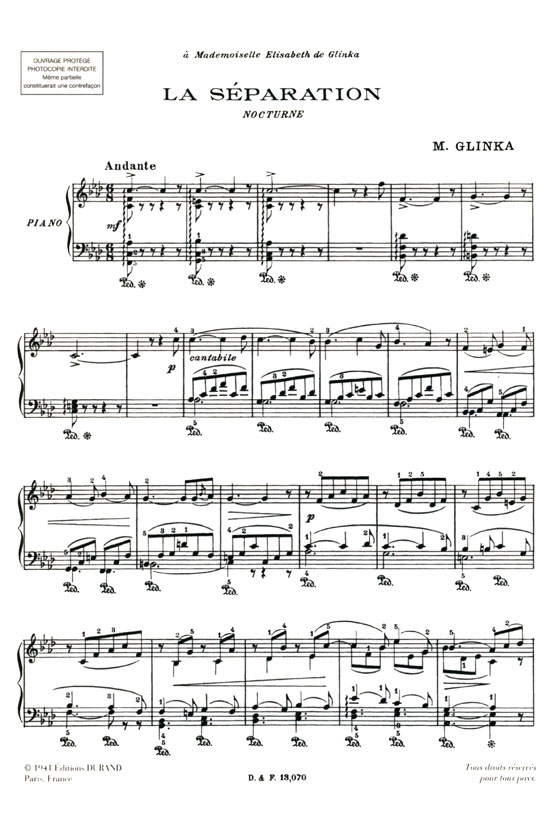 Mikhail Glinka【Pieces】De Piano