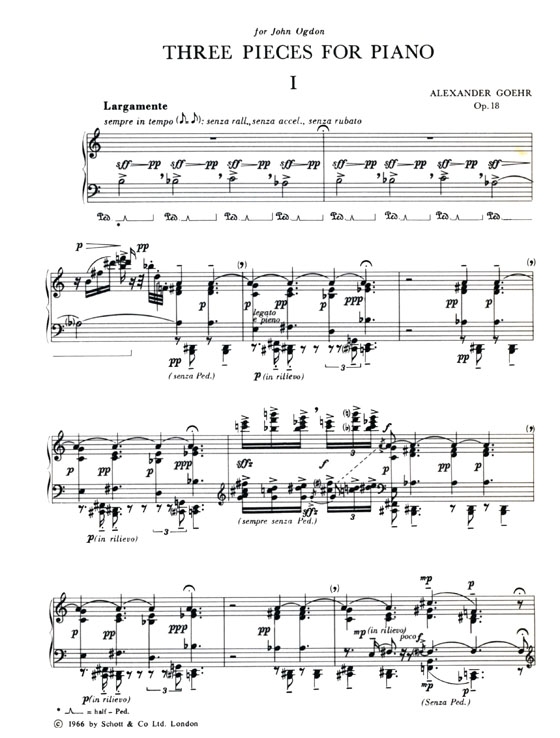 Alexander Goehr【Three Pieces  , Op. 18】for Piano