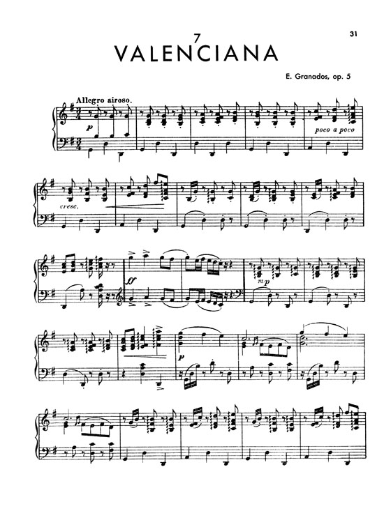 Granados【Twelve Spanish Dances , Nos. 7-12  】 for Piano, Volume Ⅱ