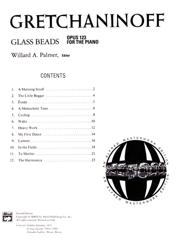 Gretchaninoff【Glass Beads , Opus 123】 for The Piano