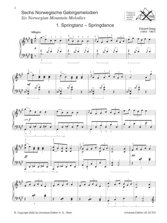 Edvard Grieg【Selected Easy Piano】Pieces