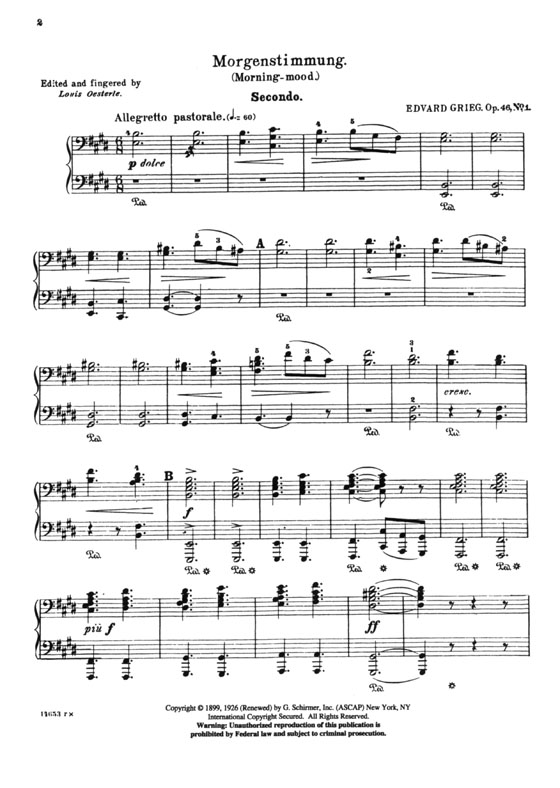 Grieg【Peer Gynt Suite No. 1 , Op. 46】Piano , Four Hands