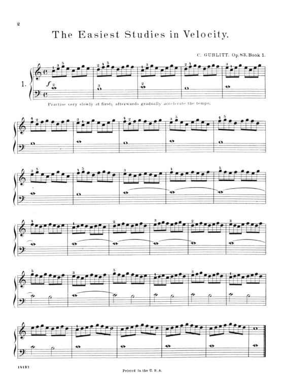 Gurlitt【The Easiest Studies in Velocity , Op. 83 】for The Piano (Complete)