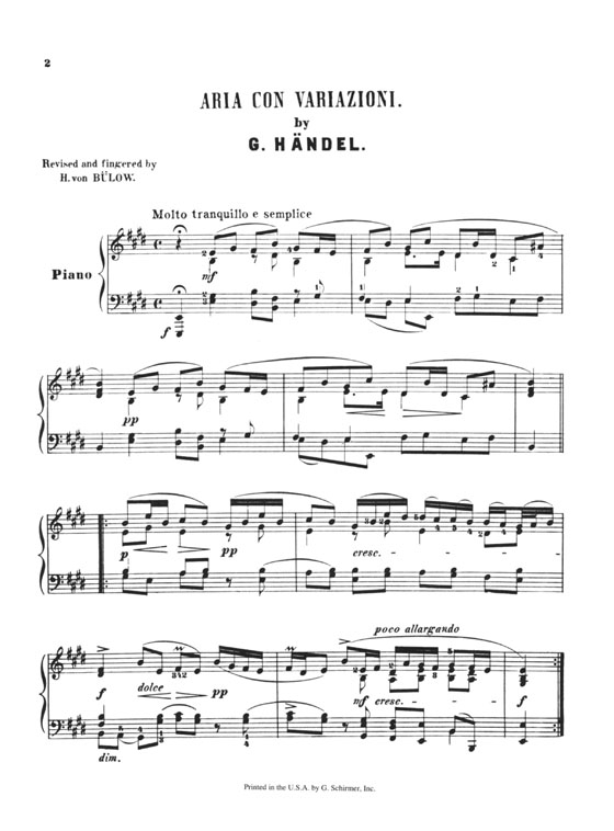 Handel【Aria con Variazioni , Harmonious Blacksmith】for Piano