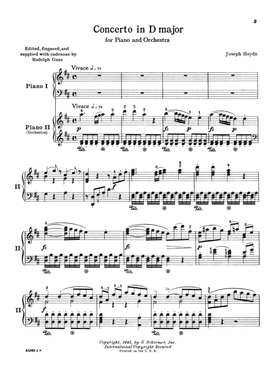 Haydn【Concerto in D Major】For the Piano , Two Pianos / Four Hands