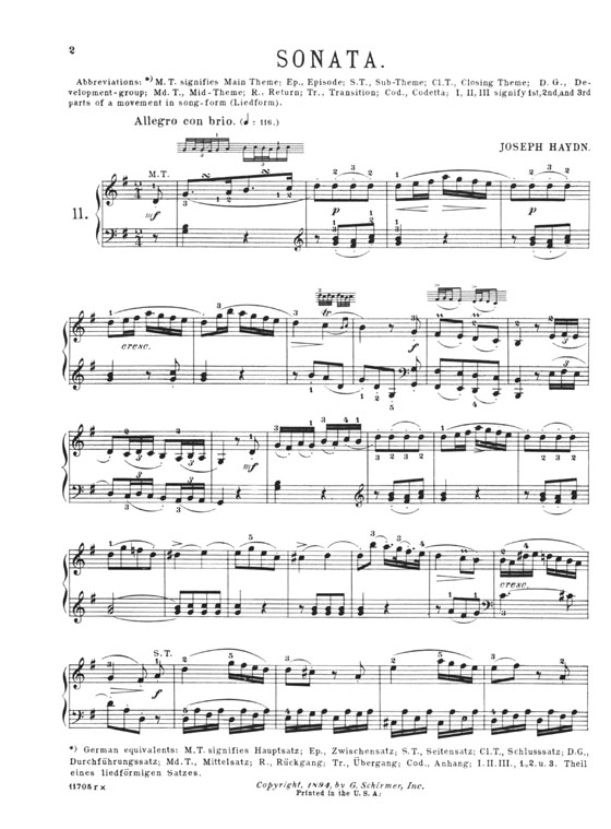 Haydn【Sonatas Book 2 , Nos. 11- 20】For The Piano