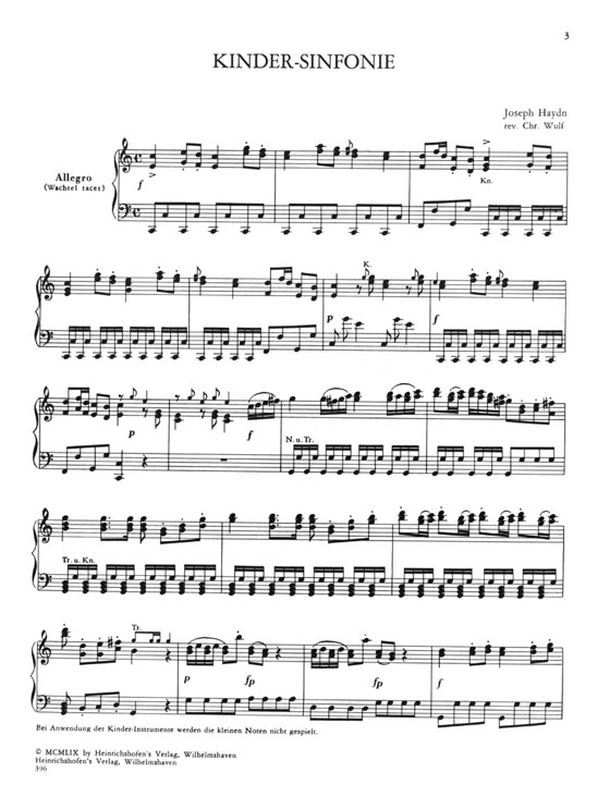 Haydn【Kinder-Sinfonie / Toy Symphony】for Piano Haydn【Kinder-Sinfonie / Toy Symphony】for Piano