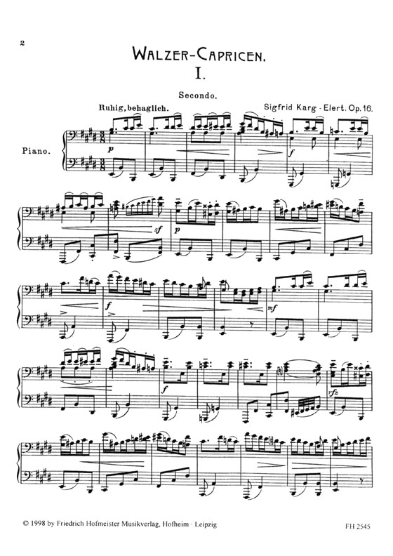 Walzer-Capricen  für Klavier zu vier Händen【Sigfrid Karg-Elert】op. 16
