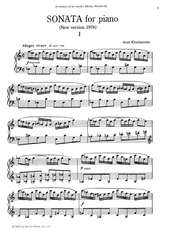 Khachaturian【Sonata】For Piano ハチャトゥリャン ピアノ‧ソナタ