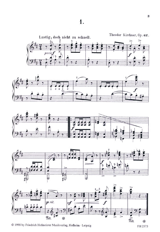 Miniaturen 15 leichte Clavierstücke【Theodor Kirchner】Op. 62
