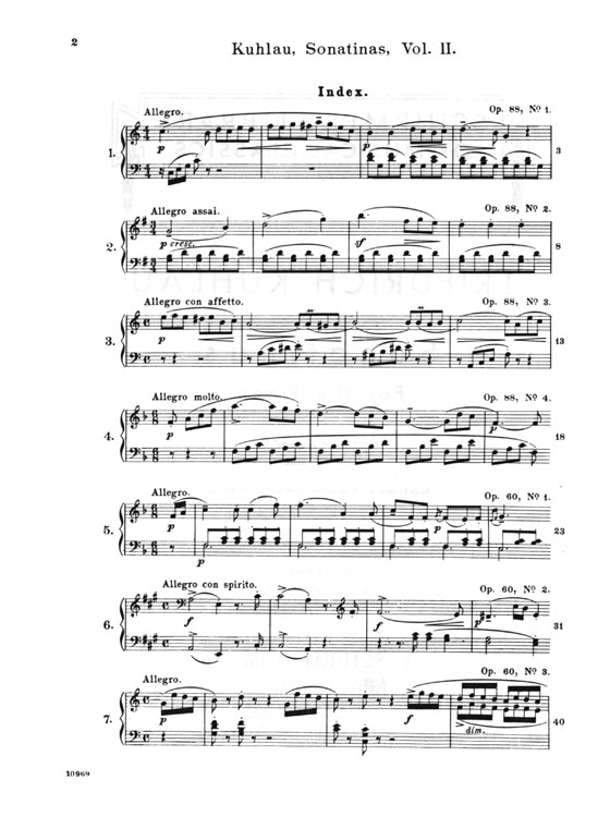 Kuhlau【Sonatinas】For The Piano , Book Ⅱ