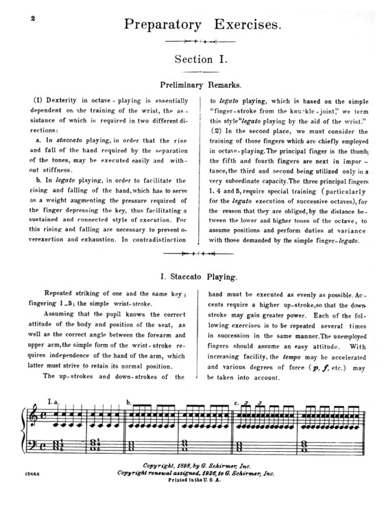 Kullak【The School of Octave Playing】For The Piano , Section Ⅰ: Preliminary School