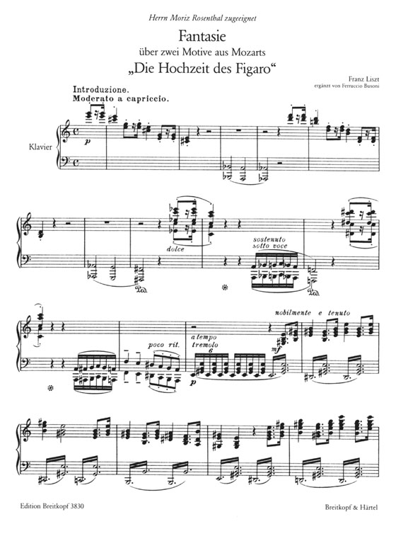Liszt-Busoni【Fantasie über zwei Motive aus Mozarts , Die Hochzeit des Figaro , KV492】für Klavier