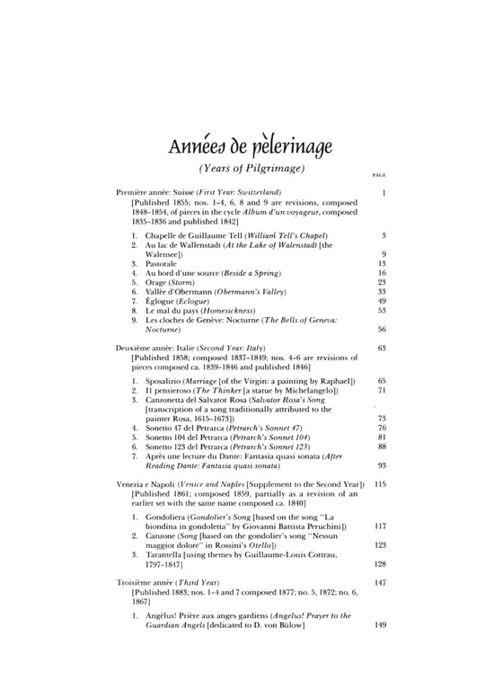 Liszt【Annees de Peleringe , Complete】for Piano