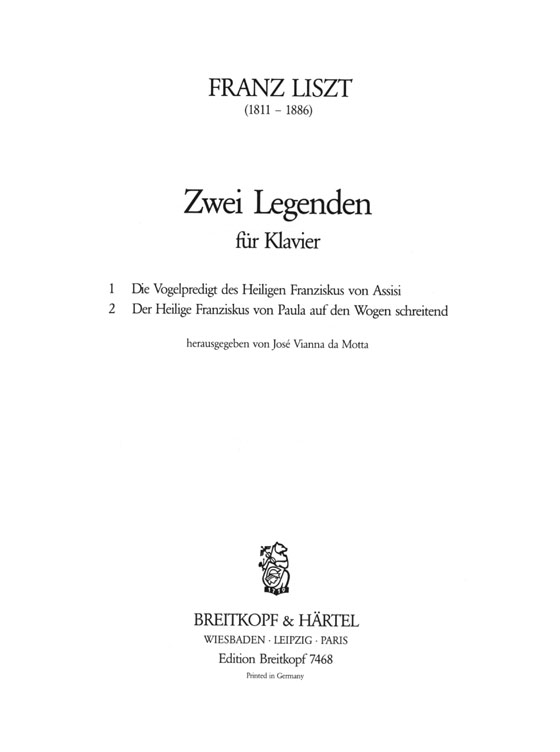 Liszt【Zwei Legenden】für Klavier