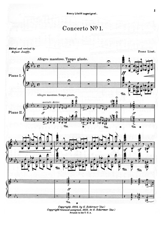 Liszt【Concerto No. 1 in E♭ major】for the Piano , Two Pianos, Four Hands
