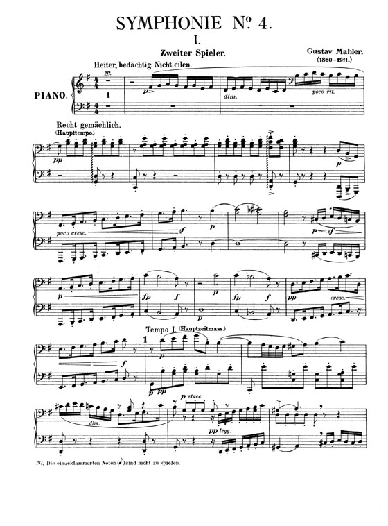 Mahler【Symphony No. 4 in G Major】for One Piano , Four Hands