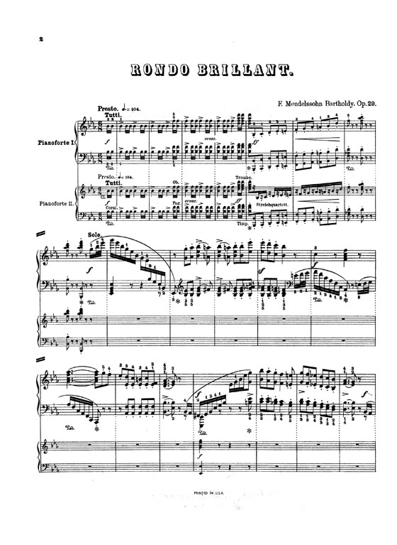 Mendelssohn【Rondo Brillante Opus 29 】for Two Pianos / Four Hands